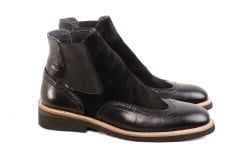 Siyah Uzun Matador Gizli Topuklu Ayakkabı +5 CM - 42