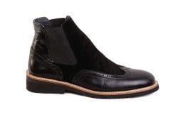 Siyah Uzun Matador Gizli Topuklu Ayakkabı +5 CM - 42