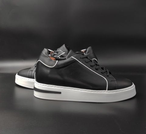 9118 SİYAH-BEYAZ DETAY BOY UZATAN AYAKKABI