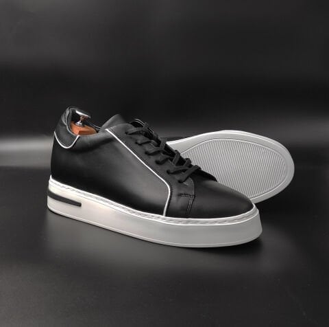 9118 SİYAH-BEYAZ DETAY BOY UZATAN AYAKKABI