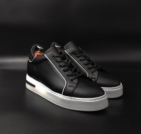 9118 SİYAH-BEYAZ DETAY BOY UZATAN AYAKKABI