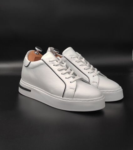 9118 BEYAZ-SİYAH DETAY BOY UZATAN AYAKKABI