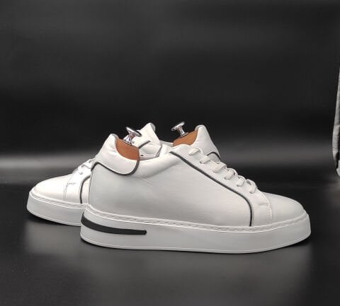 9118 BEYAZ-SİYAH DETAY BOY UZATAN AYAKKABI