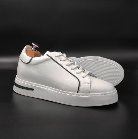 9118 BEYAZ-SİYAH DETAY BOY UZATAN AYAKKABI