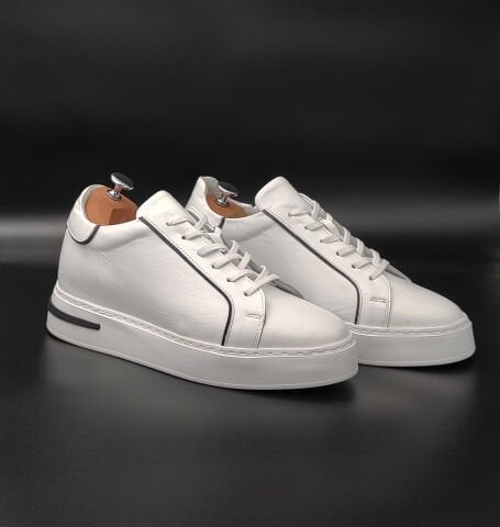 9118 BEYAZ-SİYAH DETAY BOY UZATAN AYAKKABI