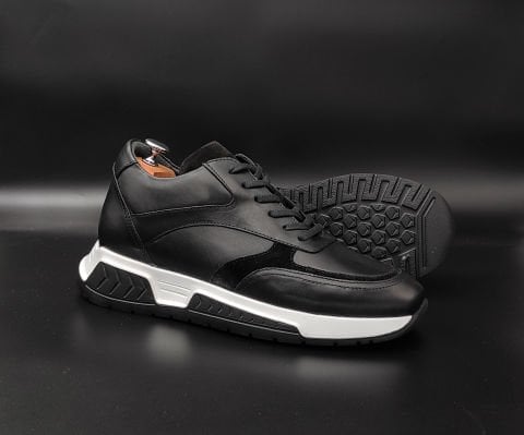 7999 SİYAH DERİ SÜET DETAY BOY UZATAN AYAKKABI