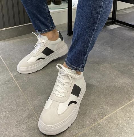 912  BEYAZ GİZLİ TOPUKLU BOY UZATAN SNEAKER