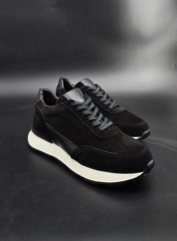 4237 BLACK SUEDE GİZLİ TOPUKLU BOY UZATAN AYAKKABI