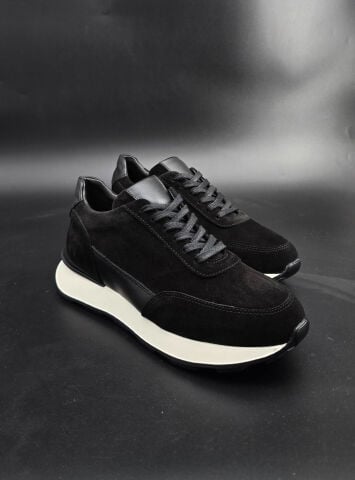 4237 BLACK SUEDE GİZLİ TOPUKLU BOY UZATAN AYAKKABI