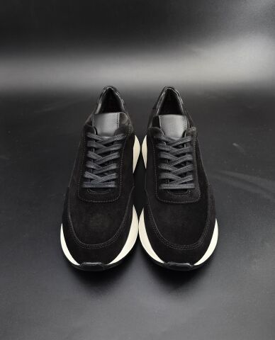 4237 BLACK SUEDE GİZLİ TOPUKLU BOY UZATAN AYAKKABI