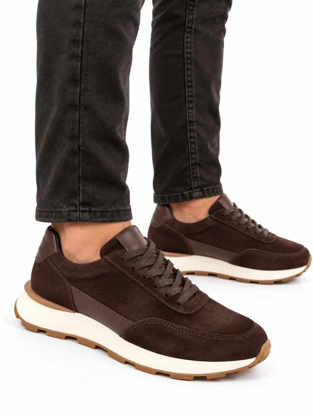 4237 BROWN SUEDE GİZLİ TOPUKLU BOY UZATAN SPOR AYAKKABI