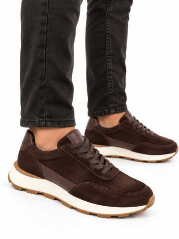 4237 BROWN SUEDE GİZLİ TOPUKLU BOY UZATAN SPOR AYAKKABI