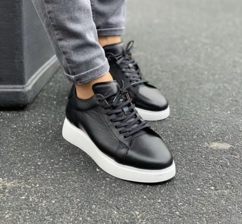 ORNJ37 SİYAH DERİ BOY UZATAN AYAKKABI