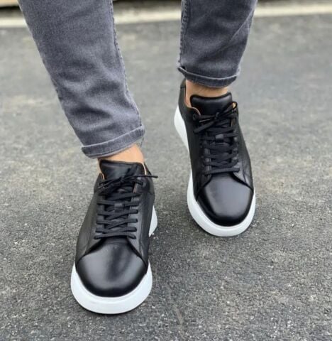 ORNJ37 SİYAH DERİ BOY UZATAN AYAKKABI