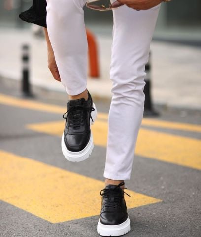 4114 SİYAH SNEAKER BOY UZATAN AYAKKABI