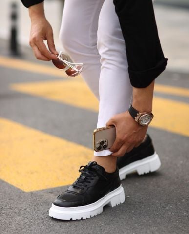 4114 SİYAH SNEAKER BOY UZATAN AYAKKABI