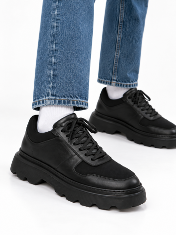 8955 BLACK GİZLİ TOPUKLU BOY UZATAN AYAKKABI