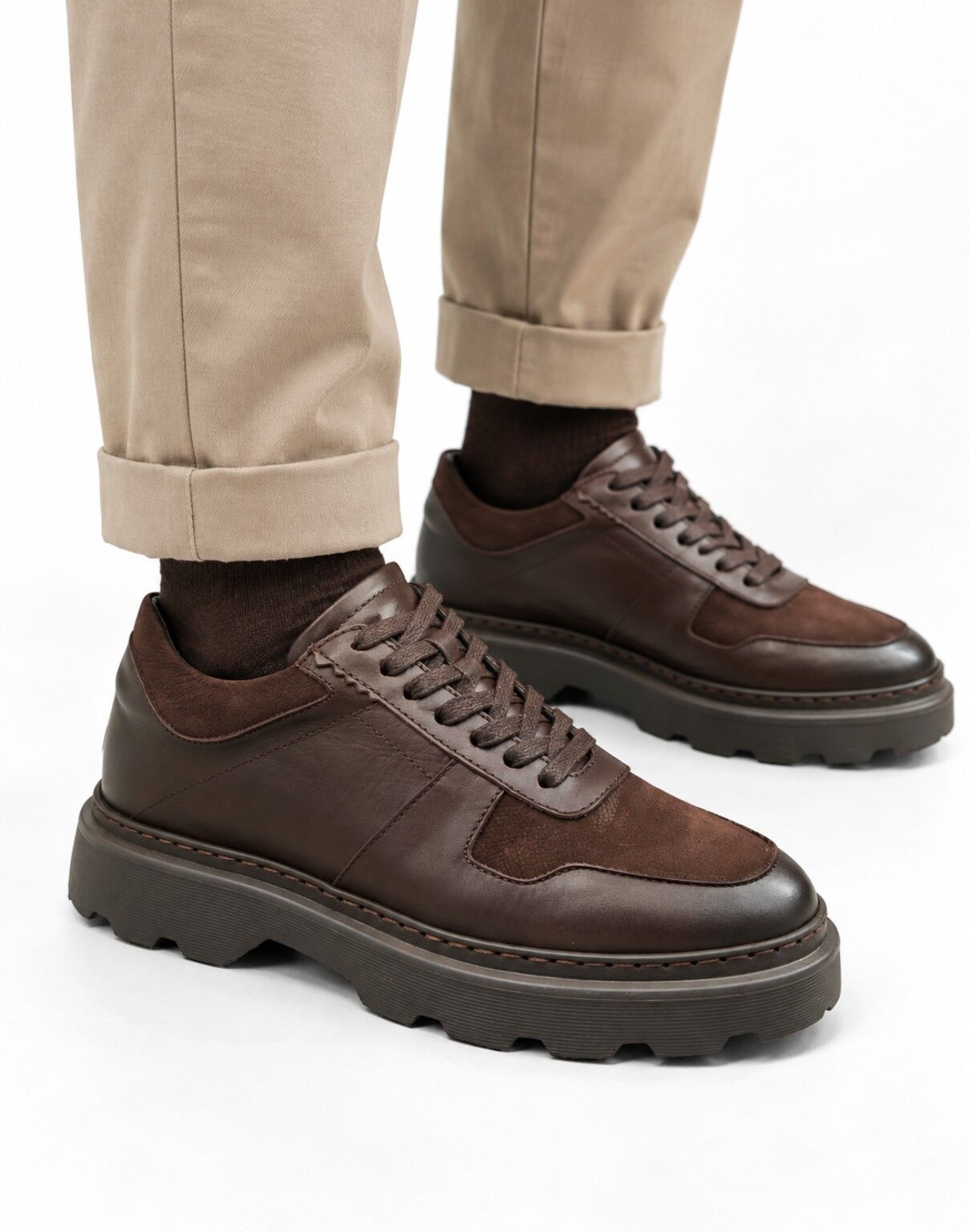 8955 BROWN GİZLİ TOPUKLU BOY UZATAN SPOR AYAKKABI