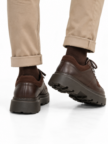 8955 BROWN GİZLİ TOPUKLU BOY UZATAN SPOR AYAKKABI