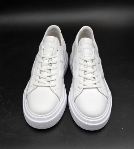 6661 PREMIUM  BEYAZ GİZLİ TOPUKLU BOY UZATAN AYAKKABI