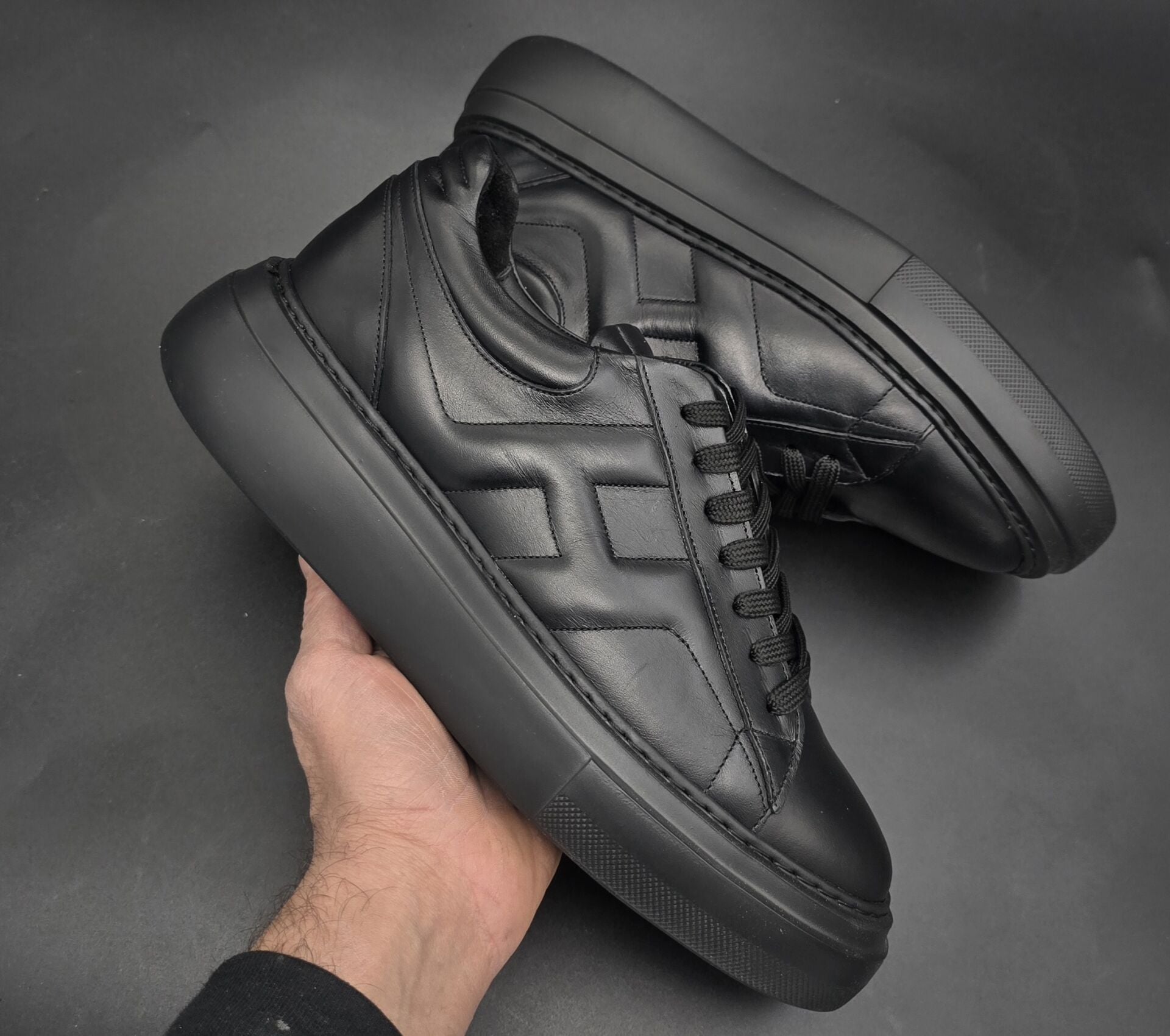 6661 FULL SİYAH PREMİUM GİZLİ TOPUKLU SPOR AYAKKABI