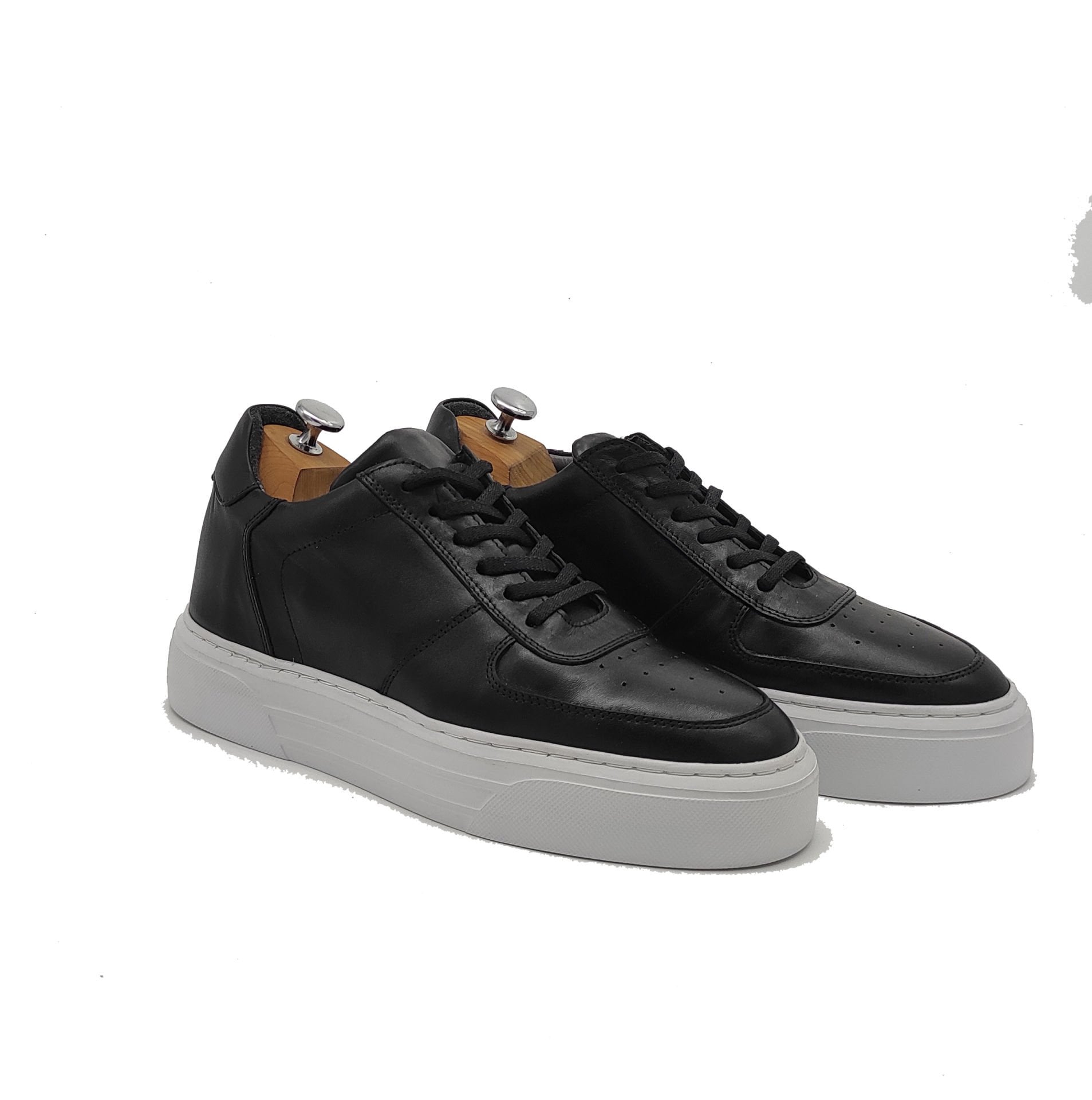 AF8874 SİYAH DERİ BOY UZATAN SPOR AYAKKABI