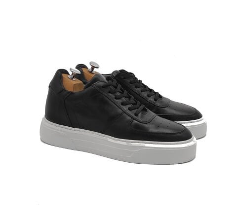 AF8874 SİYAH DERİ BOY UZATAN SPOR AYAKKABI