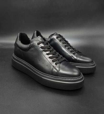 1219 FULL SİYAH PREMIUM GİZLİ TOPUKLU SPOR AYAKKABI