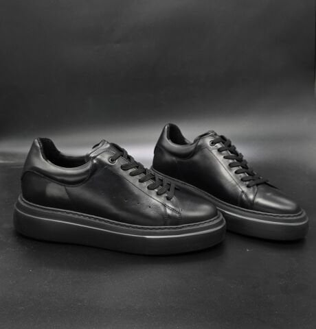 1219 FULL SİYAH PREMIUM GİZLİ TOPUKLU SPOR AYAKKABI