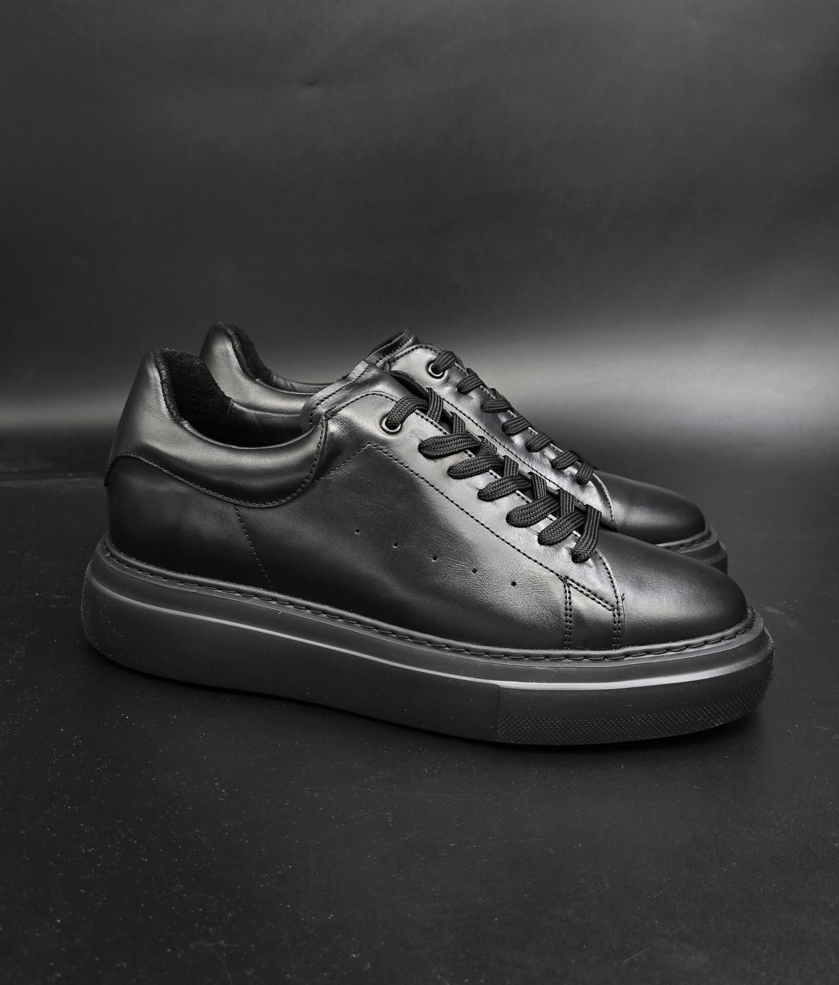 1219 FULL SİYAH PREMIUM GİZLİ TOPUKLU SPOR AYAKKABI