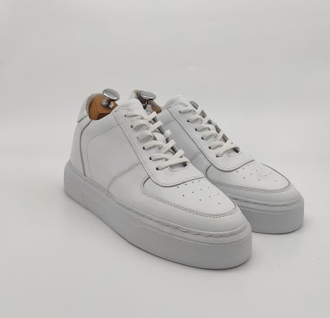 AF8874 BEYAZ DERİ BOY UZATAN SPOR AYAKKABI +7 CM - 42