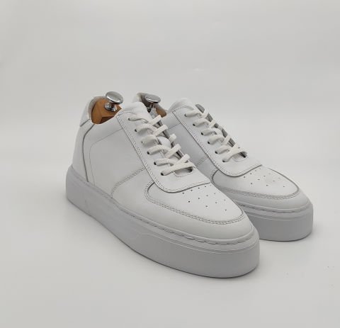 AF8874 BEYAZ DERİ BOY UZATAN SPOR AYAKKABI +5 CM - 39