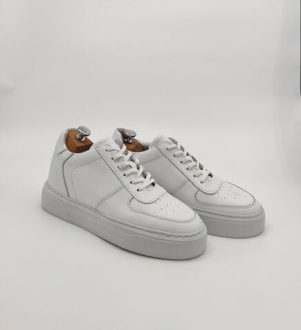 AF8874 BEYAZ DERİ BOY UZATAN SPOR AYAKKABI