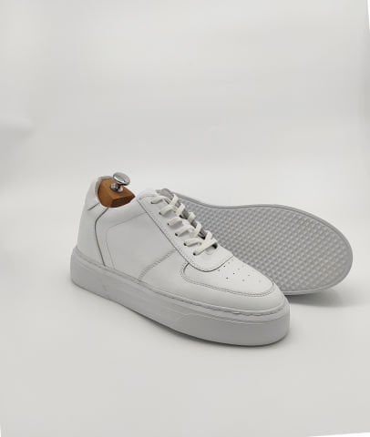 AF8874 BEYAZ DERİ BOY UZATAN SPOR AYAKKABI