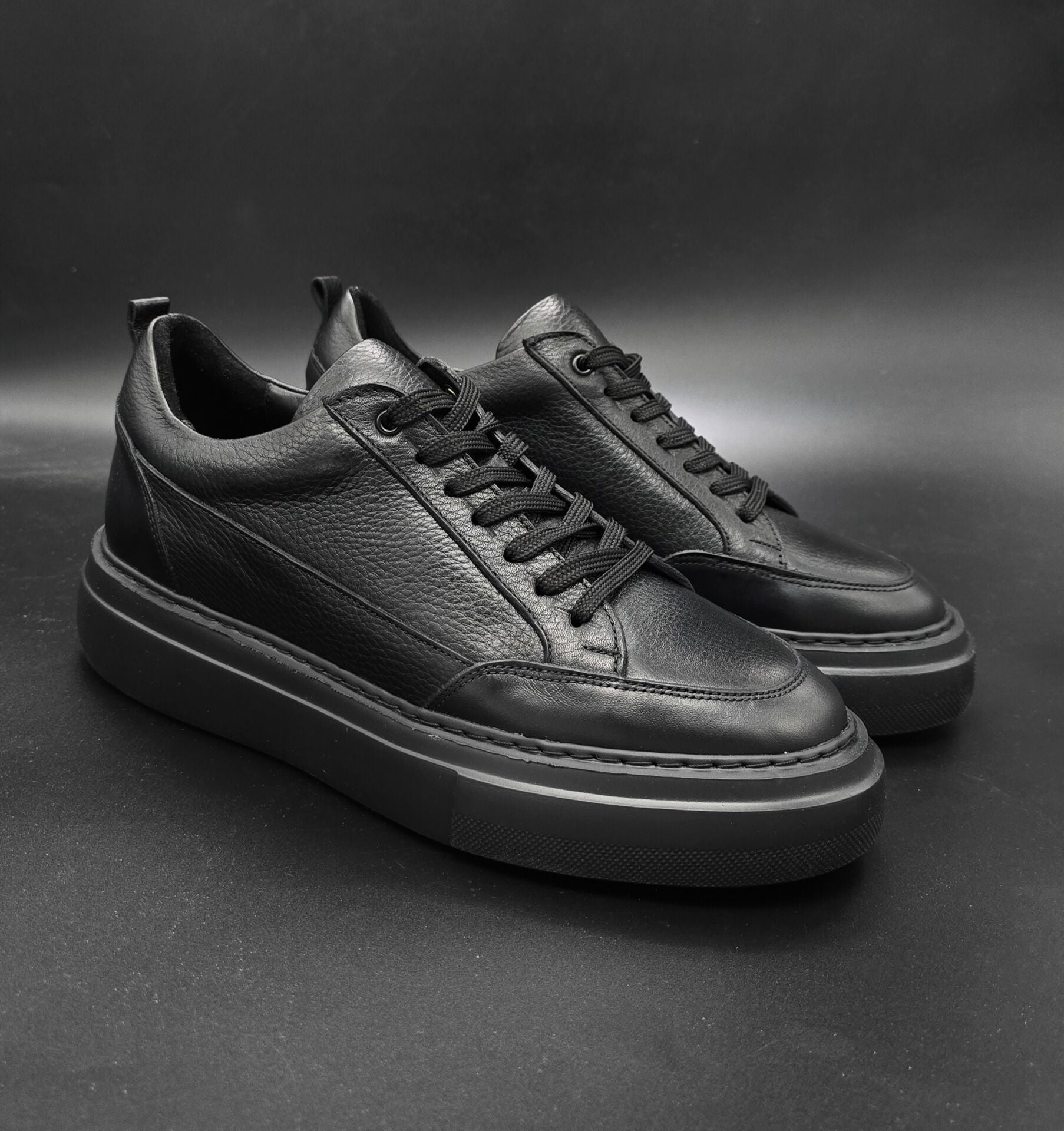 3742 FULL SİYAH GİZLİ TOPUKLU BOY UZATAN SNEAKER