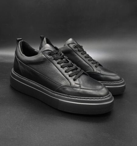 3742 FULL SİYAH GİZLİ TOPUKLU BOY UZATAN SNEAKER