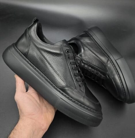 3742 FULL SİYAH GİZLİ TOPUKLU BOY UZATAN SNEAKER