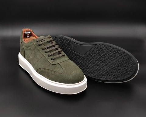 9012 HAKİ SÜET GİZLİ TOPUKLU BOYU UZATAN AYAKKABI