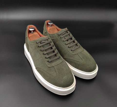 9012 HAKİ SÜET GİZLİ TOPUKLU BOYU UZATAN AYAKKABI