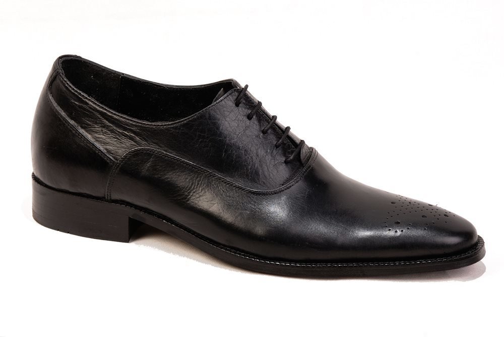 536 Siyah Zımbalı Gizli Topuklu Damat Ayakkabı +3 CM - 37