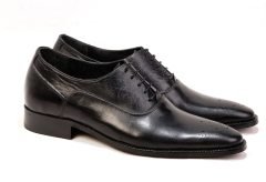 536 Siyah Zımbalı Gizli Topuklu Damat Ayakkabı +3 CM - 37
