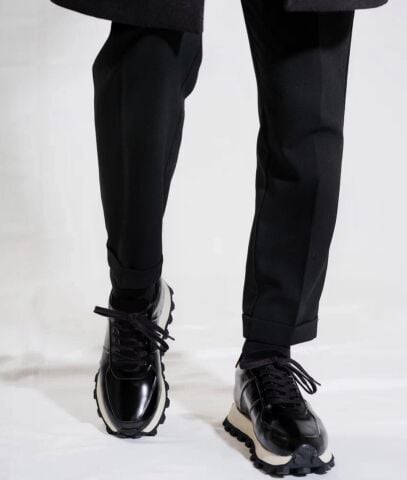 7632 Açma Deri Siyah Gizli Topuk Boyu Uzatan Ayakkabi