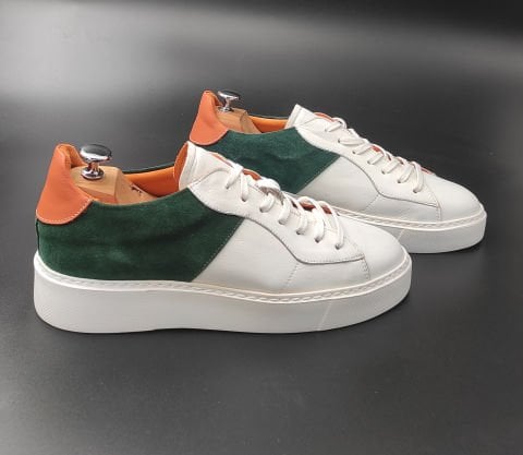 4546 Beyaz Yeşi̇l Süet Boy Uzatan Gi̇zli̇ Topuklu Spor Ayakkabı