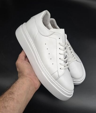 1219 NEW WHİTE GİZLİ TOPUKLU BOY UZATAN SPOR AYAKKABI