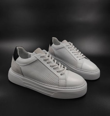 5438 BEYAZ PREMİUM  GİZLİ TOPUKLU YÜKSEK TABAN AYAKKABİ