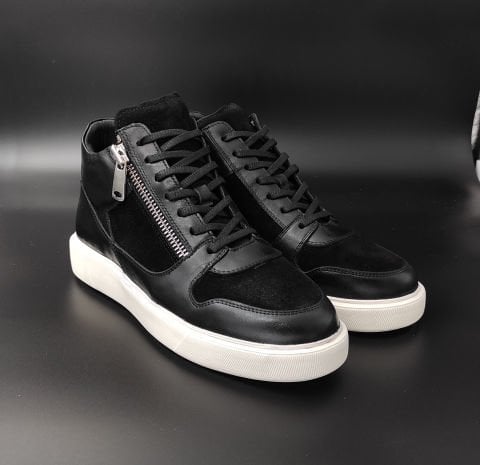 7657 SİYAH FERMUARLI BOYU UZATAN SNEAKER AYAKKABI