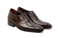 681 Kahve Zımbalı Gizli Topuklu Damat Ayakkabı