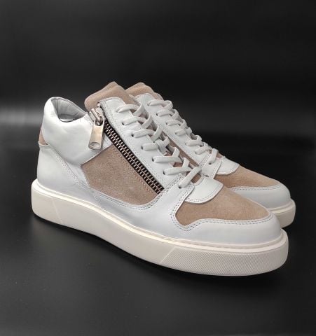 7657 BEYAZ FERMUARLI BOYU UZATAN SNEAKER AYAKKABI